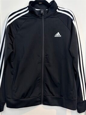 Adidas Black 3 Stripe Track Jacket Full Zip Athletic XL
